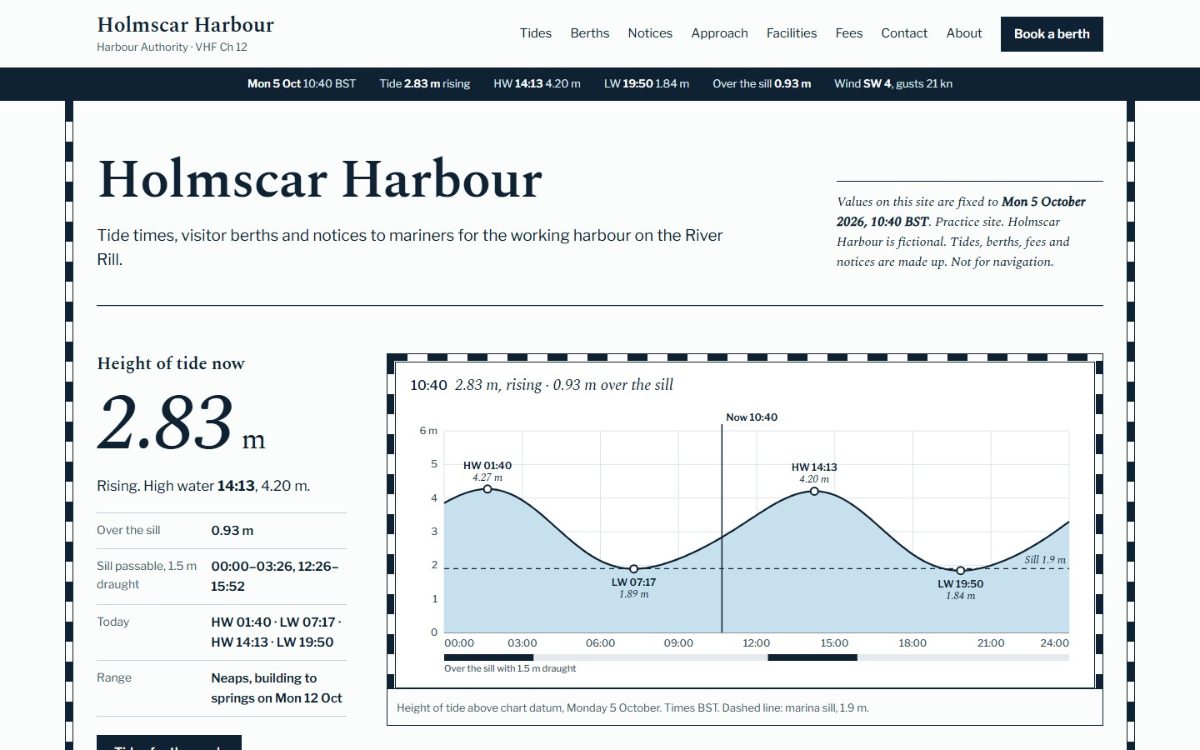 Holmscar Harbour 첫 화면