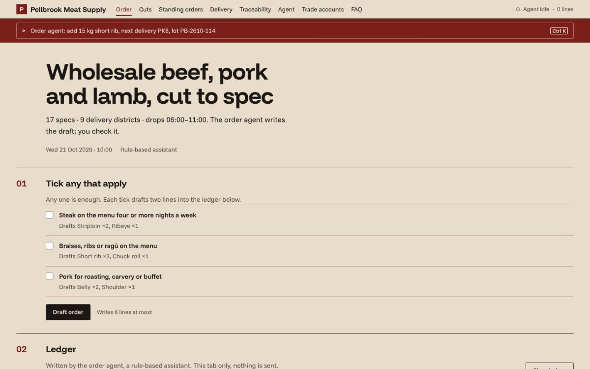 Pellbrook Meat Supply 첫 화면