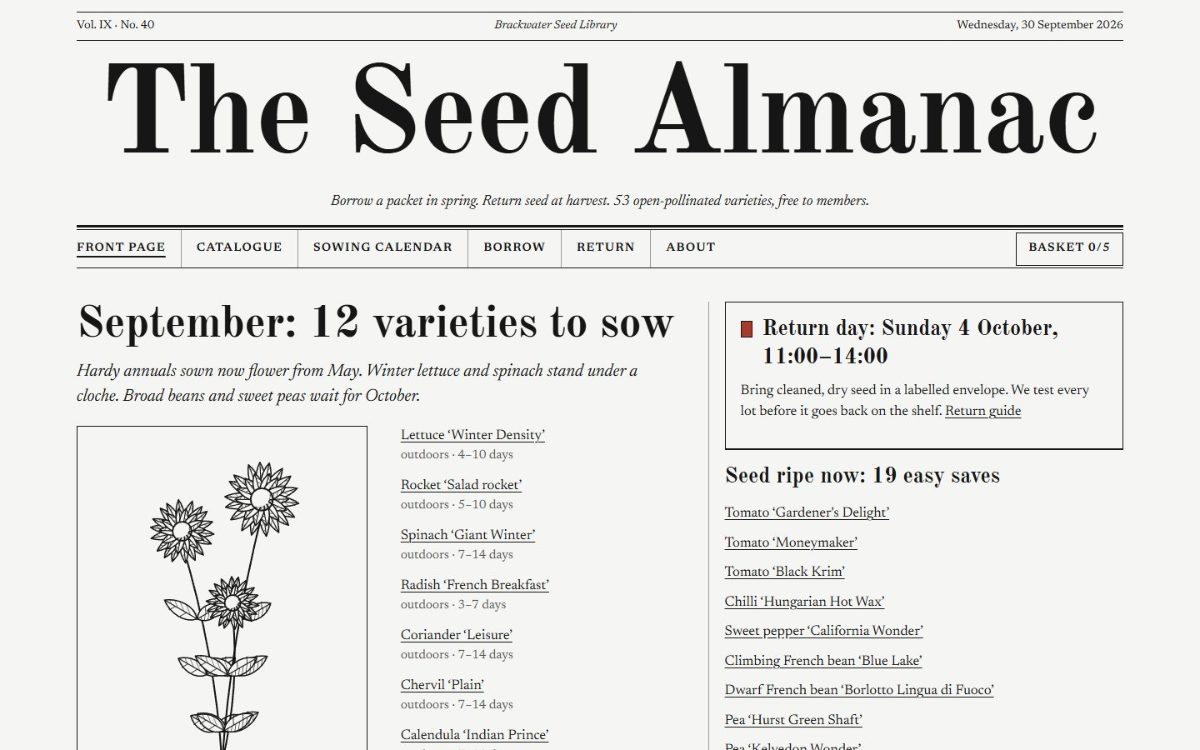 The Seed Almanac 첫 화면