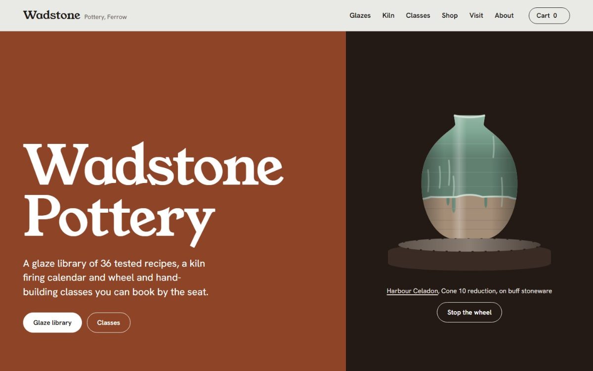 Wadstone Pottery 첫 화면